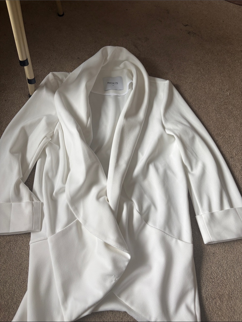 Ricki's White Draped Open Front Jacket